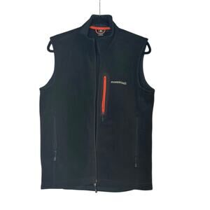 Mont bell clima plus black orange fleece zippered vest size Medium
